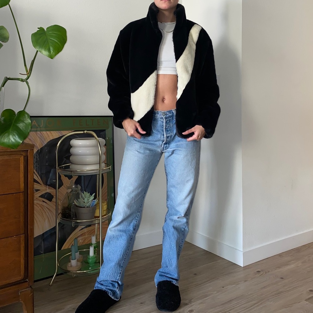 Nike swoosh faux fur coat